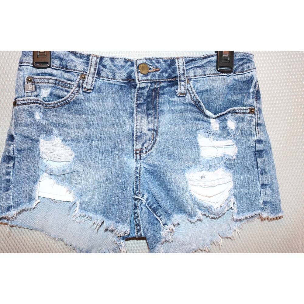 Just USA Cut Off Shorts Women's S Blue Denim Cotton Pockets Distressed High Rise